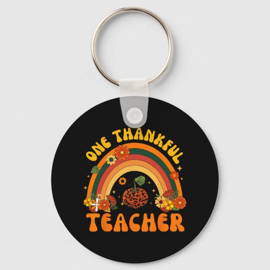 Retro One Thanker Teacher Erntedank Fall Mens Schlüsselanhänger (Vorderseite)