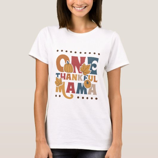 Retro One Thankful Mama - Erntedank T-Shirt (Vorderseite)