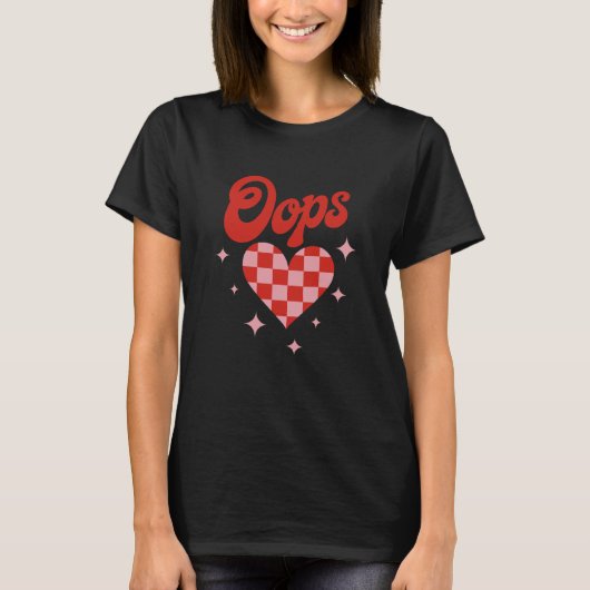 Retro Oops - Checkerboard - Herz T-Shirt (Vorderseite)
