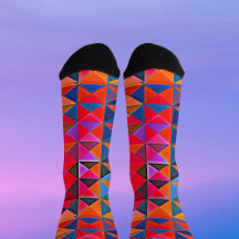 Retro-Op-Art-bunte-Dreiecks-Socken