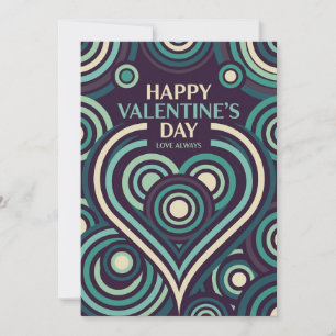 Retro Op Art Geometrisches Valentinstag-Dunkles Rh Feiertagskarte