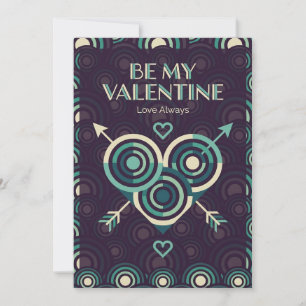 Retro Op Art Geometrisches Valentinstag-Dunkles Rh Feiertagskarte