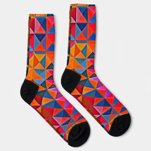 Retro Op-Art multicolor Triangle Socks Socken (Rechts)