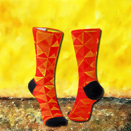 Retro Op-Art Orange Triangle Socks  Socken