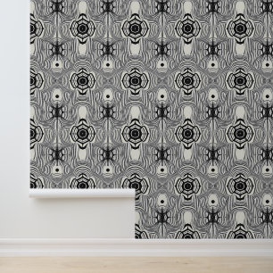 Retro Op Art Schwarz-Weiß Muster Tapete