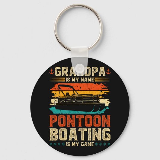 Retro Opa Pontoon Bootsführer Schlüsselanhänger (Vorderseite)