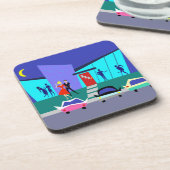 Retro Open House Party Kunststoff-Untersetzer Getränkeuntersetzer (Linke Seite)