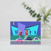 Retro Open House Party Postkarte (Stehend Vorderseite)