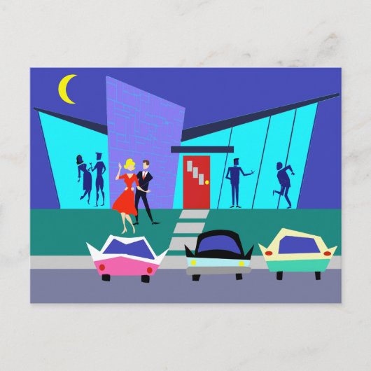 Retro Open House Party Postkarte (Vorderseite)
