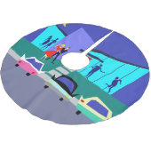 Retro Open House Party Weihnachtsbaumrock Polyester Weihnachtsbaumdecke (Schrägansicht)