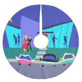 Retro Open House Party Weihnachtsbaumrock Polyester Weihnachtsbaumdecke (Vorderseite)