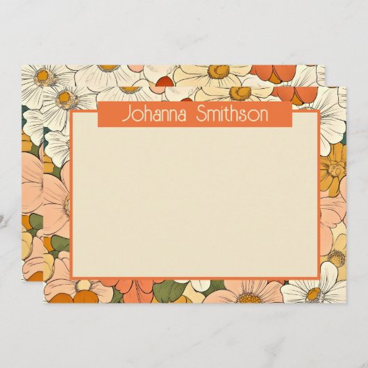 Retro Orange 12x18 Horizontal Stationery Card (Vorne/Hinten)
