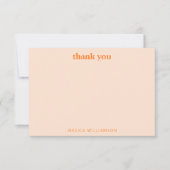 Retro Orange Abstract Check Personalized Shower Dankeskarte (Vorderseite)