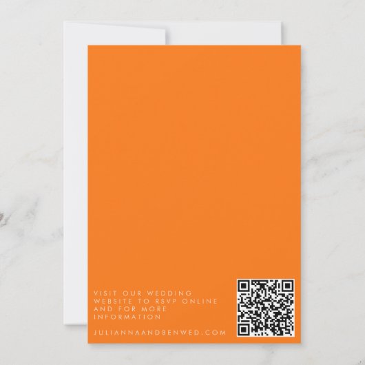Retro Orange Abstract Check Wedding QR Code RSVP Einladung (Rückseite)