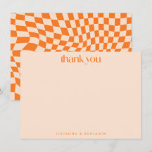 Retro-Orange-Abstract- Schachbrett-Hochzeit indivi