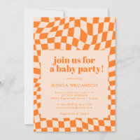 Retro Orange Abstrakt Geometric Schachbrett Baby