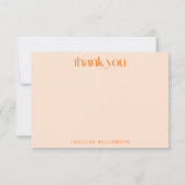 Retro Orange Abstrakte Checkerboard Personalisiert Dankeskarte (Vorderseite)