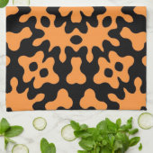 Retro Orange Abstrakte florale Kunst Geschirrtuch (Gefaltet)