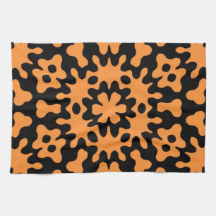 Retro Orange Abstrakte florale Kunst Geschirrtuch