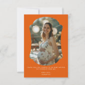 Retro Orange Abstraktes Foto Frame Baby Dusche Dankeskarte (Rückseite)