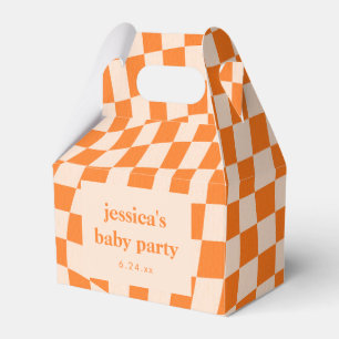 Retro-orange abstraktes Schachbrett-Baby-Shower Geschenkschachtel