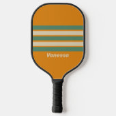 Retro Orange Access Striping mit Name Pickleball Schläger (Rückseite)
