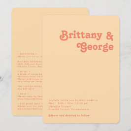 Retro Orange alle in einem abgerundeten Kanten Hoc Einladung