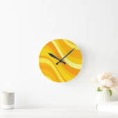 Retro Orange and Yellow Wall Clock Runde Wanduhr (Zuhause)
