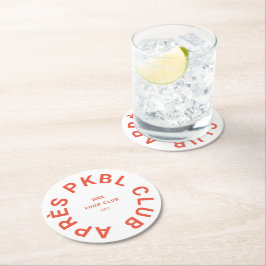 Retro Orange Après PKBL Wappen Pickleball Runder Pappuntersetzer