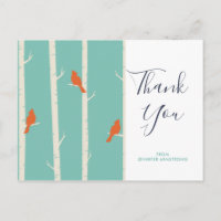 Retro Orange Birds on Birch Tree Vielen Dank