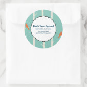 Retro Orange Birds on Birch Trees Business Runder Aufkleber (Tasche)
