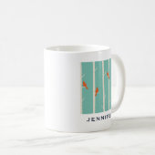 Retro Orange Birds on Birch Trees Illustration Kaffeetasse (VorderseiteRechts)