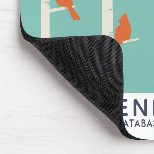 Retro Orange Birds on Birch Trees Illustration Mousepad (Ecke)