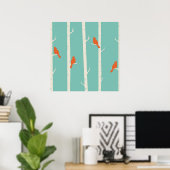Retro Orange Birds on Birch Trees Illustration Poster (Heimbüro)