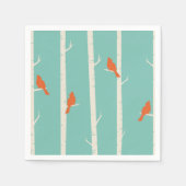 Retro Orange Birds on Birch Trees Illustration Serviette (Vorderseite)