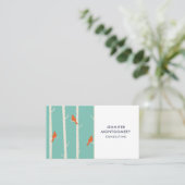 Retro Orange Birds on Birch Trees Illustration Visitenkarte (Stehend Vorderseite)