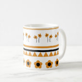 Retro Orange Black Floral Bold Y2K Fall & Winter Kaffeetasse (VorderseiteRechts)