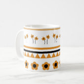 Retro Orange Black Floral Bold Y2K Fall & Winter Kaffeetasse (Vorderseite Links)
