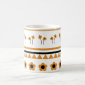 Retro Orange Black Floral Bold Y2K Fall & Winter Kaffeetasse (Mittel)