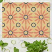 Retro Orange & Black Niedliches Abstraktes Blumenm Geschirrtuch (Gefaltet)