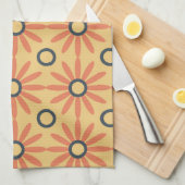 Retro Orange & Black Niedliches Abstraktes Blumenm Geschirrtuch (Viertel Falte)