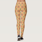 Retro Orange & Black Niedliches Abstraktes Blumenm Leggings (Rückseite)