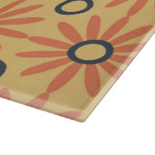Retro Orange & Black Niedliches Abstraktes Blumenm Schneidebrett (Ecke)