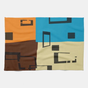 Retro Orange, Blau, Braun, Creme Abstrakt Art Küchentuch