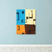 Retro Orange, Blau, Braun, Creme Abstrakt Art Leinwanddruck (Insitu (Holzboden))