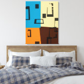Retro Orange, Blau, Braun, Creme Abstrakt Art Leinwanddruck (Insitu (Schlafzimmer))