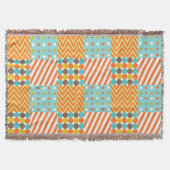 Retro orange blaues Senf-Gelb-Patchwork-Muster Decke (Vorderseite)