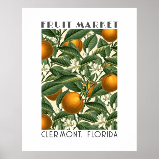 Retro Orange Blossom Fruchtmarkt Poster (Vorne)