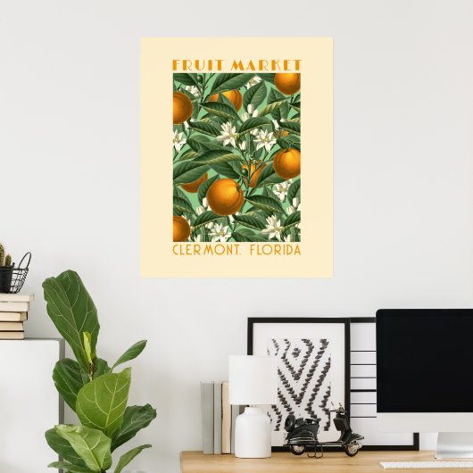Retro Orange Blossom Fruchtmarkt Poster (Heimbüro)