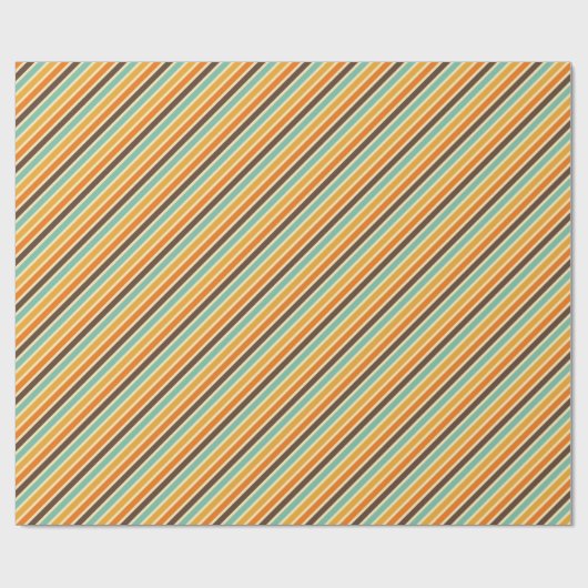 Retro Orange Blue Beige Brown Streifen Fall Patter Geschenkpapier (Flach)